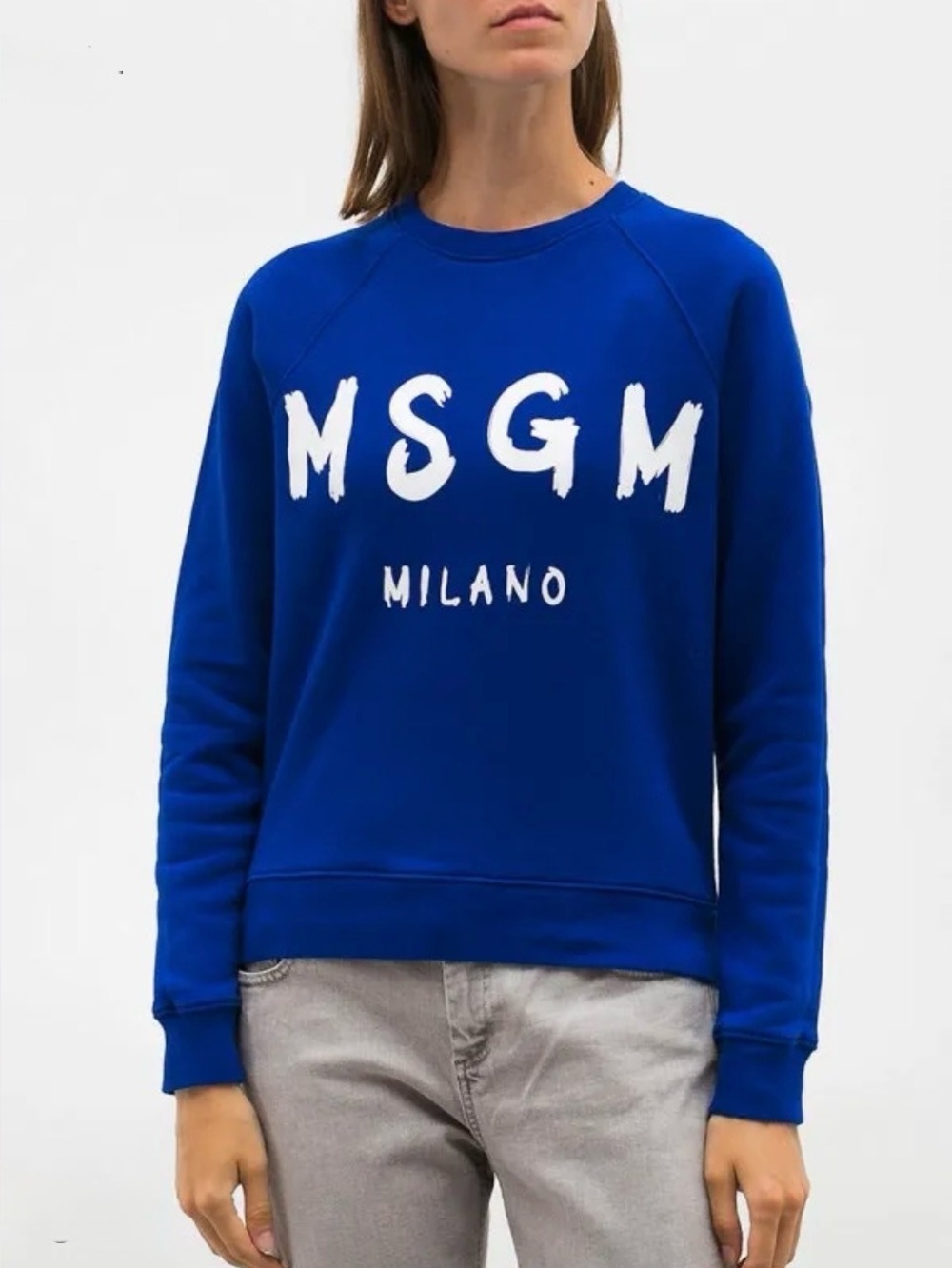MSGM Men's Bright Blue Crewneck Sweatshirt